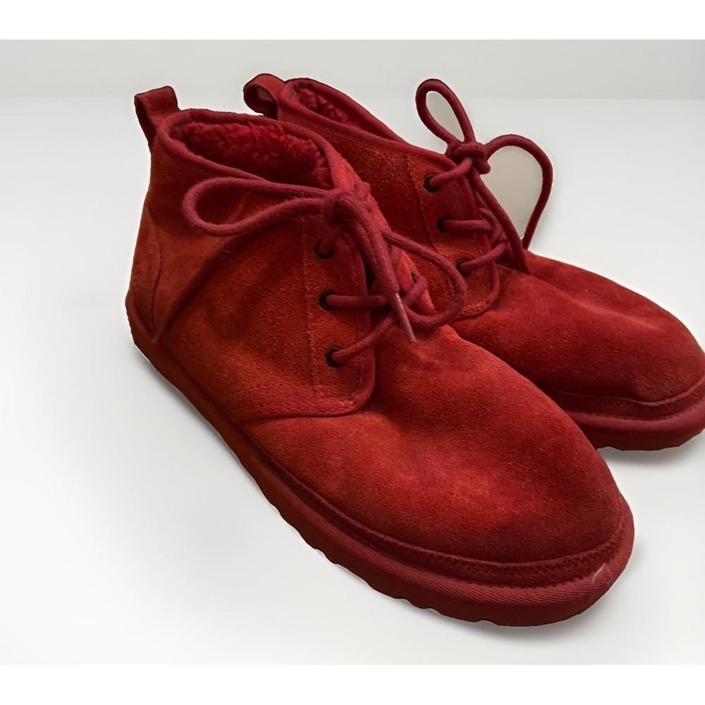 UGG Men's Neumel Red Suede Lace Ankle Slip On Boots Size 10 US